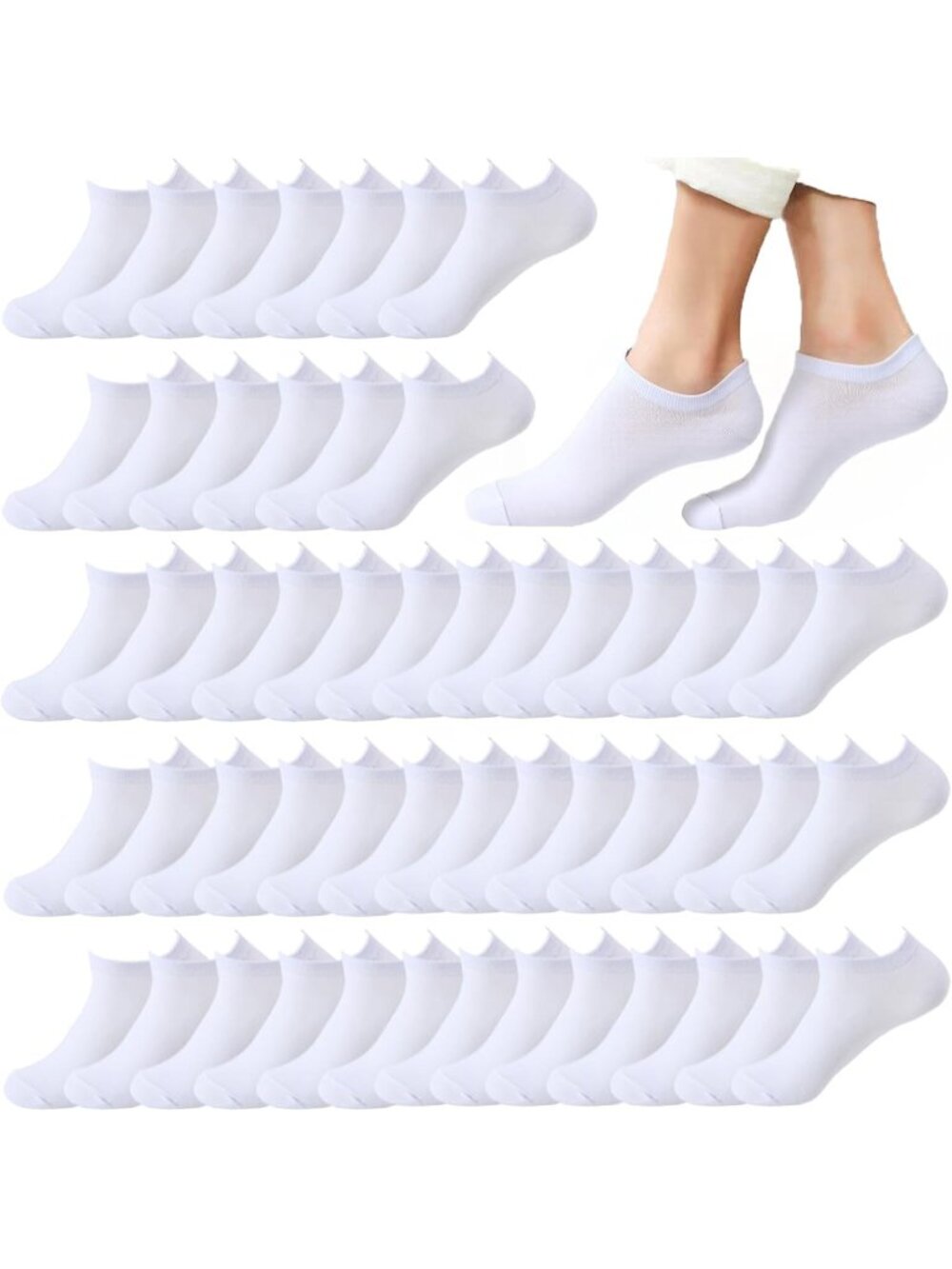 🧦Women's All White 20 Pair Pairs Low Cut Ankle No Show Casual Athletic Socks